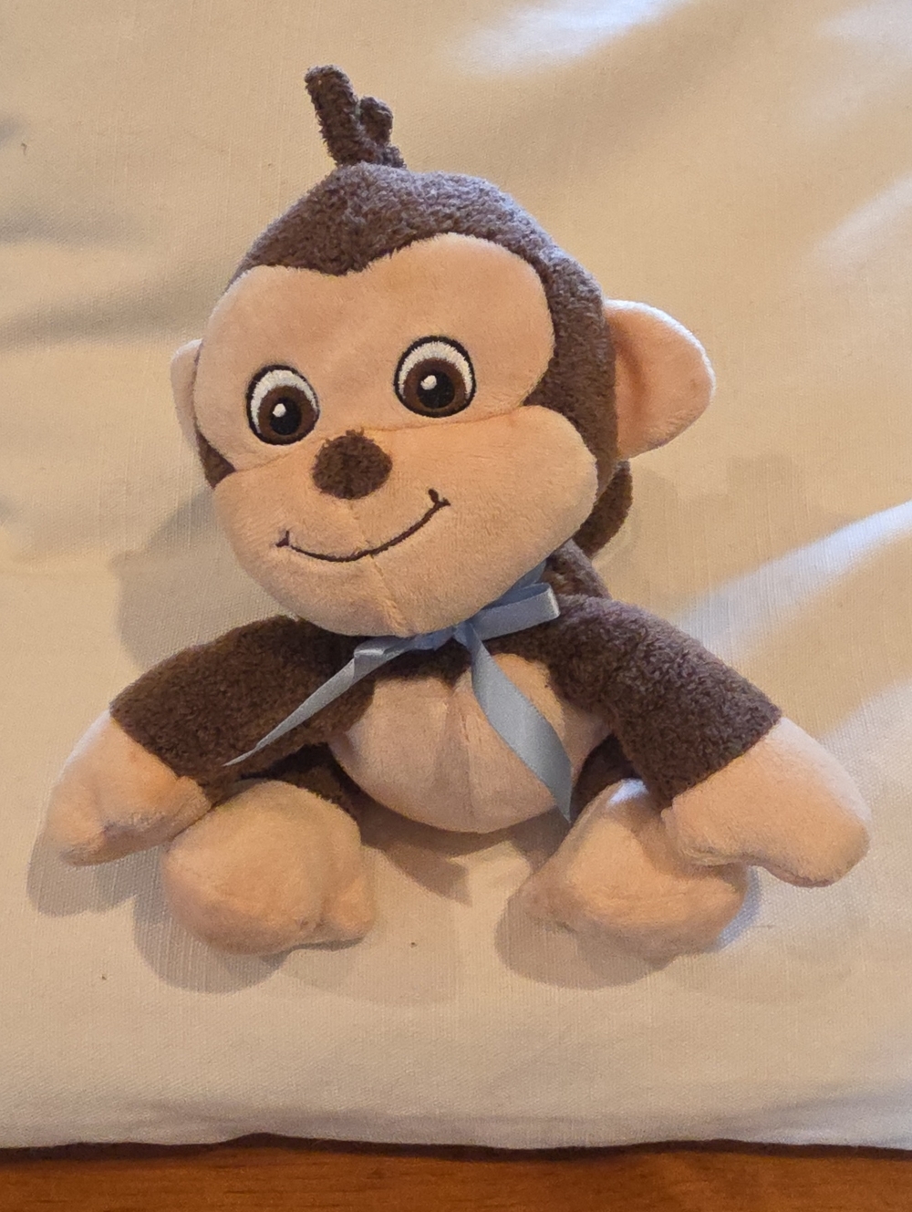Garanimals Brown and Cream Monkey Plush with Light Blue Ribbon
